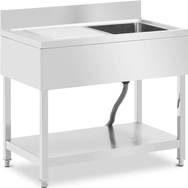 Chiuveta gastronomica cu suport, Royal Catering, 100x60x97 cm, inox, 1 compartiment