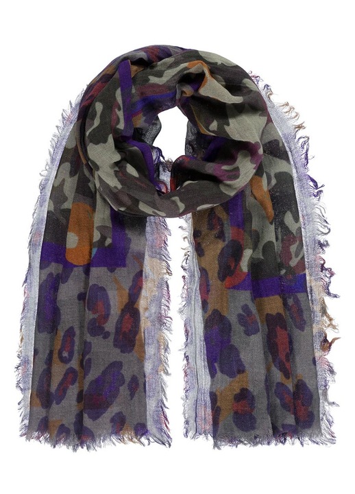 Sal dama pantera, 70x180cm, 75% lana, 25% modal, 3 culori disponibile