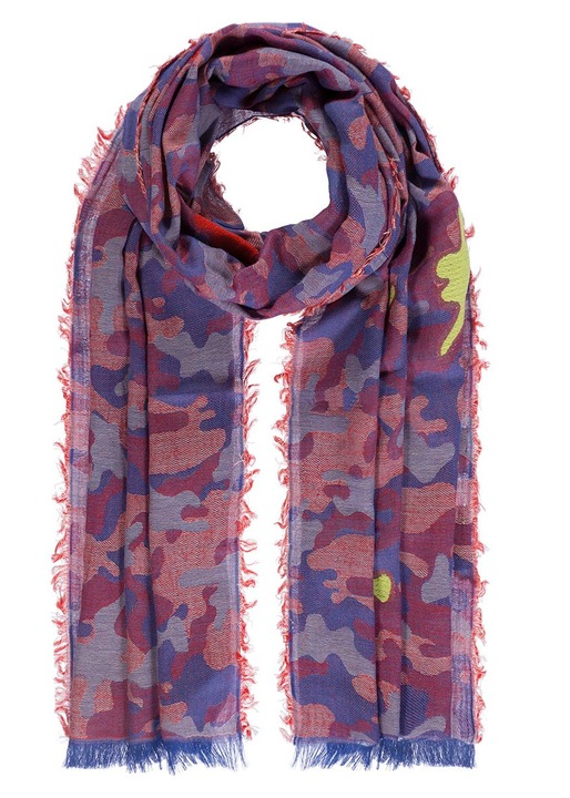 Sal dama colorat cu model moro, 70x180cm, detalii cu franjuri