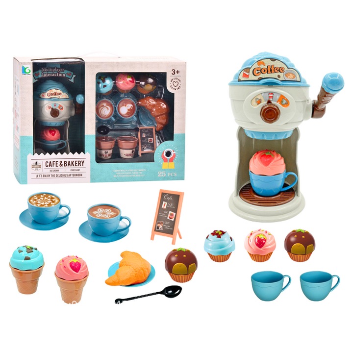 Set dulciuri cafenea jucarie LEAN TOYS aparat inghetata cesti prajituri 49x34x17cm