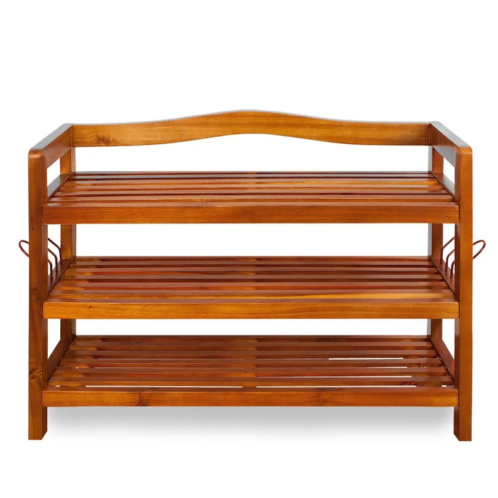 Dulap pantofi Casaria, 3 polite, lemn de salcam, maro, 85x26x62cm