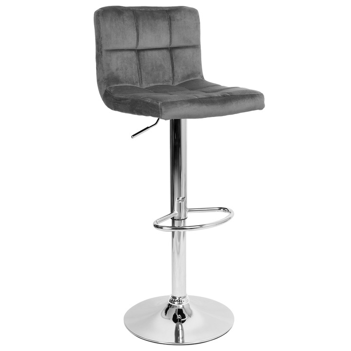 Hoker bar, Arako, grafit velvet, obrotiv 360°, inaltime reglabila, set