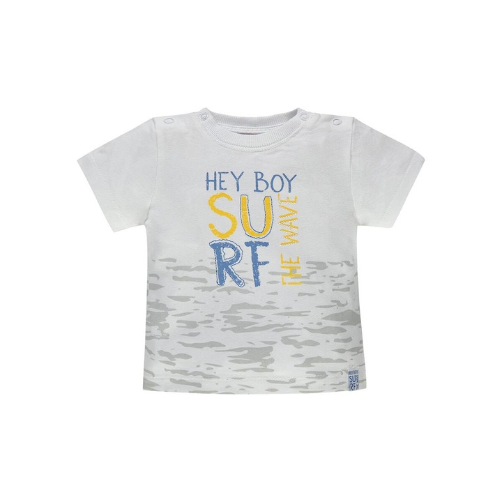 Fiú póló, Kanz, fehér, vízmintás minta, 100% pamut