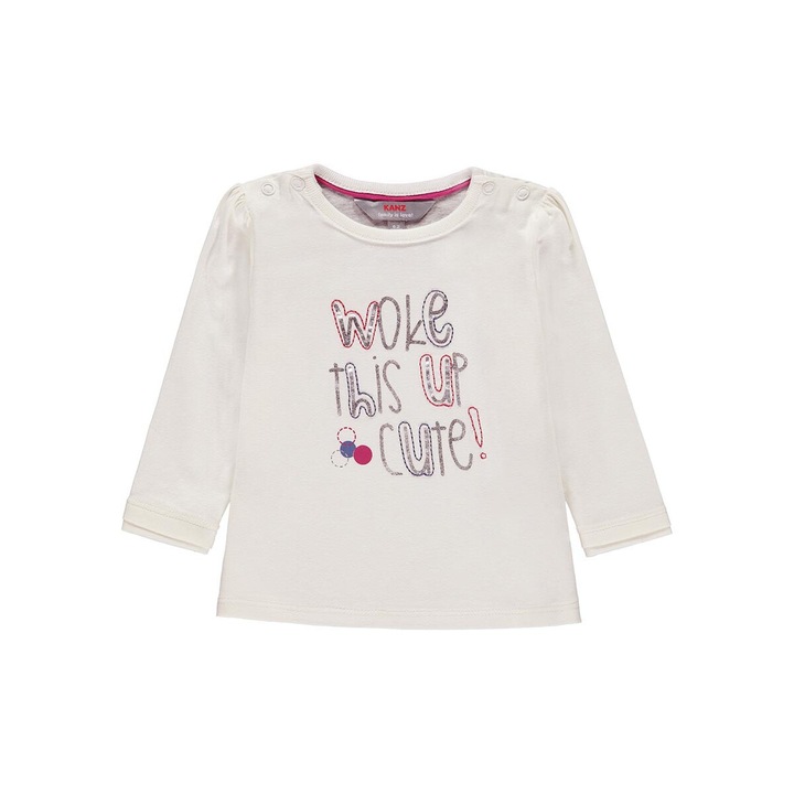 Bluza fete, Kanz, bumbac/elastan, alb, 74 CM