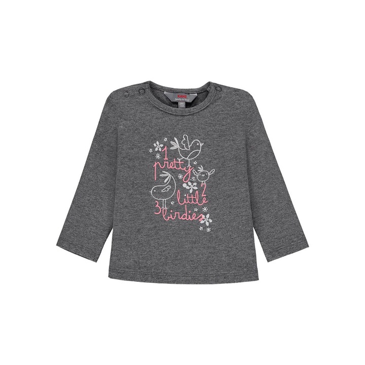 Bluza fete Kanz, bumbac/elastan, gri inchis