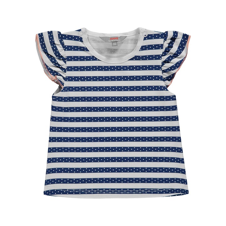 Gyerek póló, Kanz, csíkos és pöttyös, fehér és sötétkék, pamut