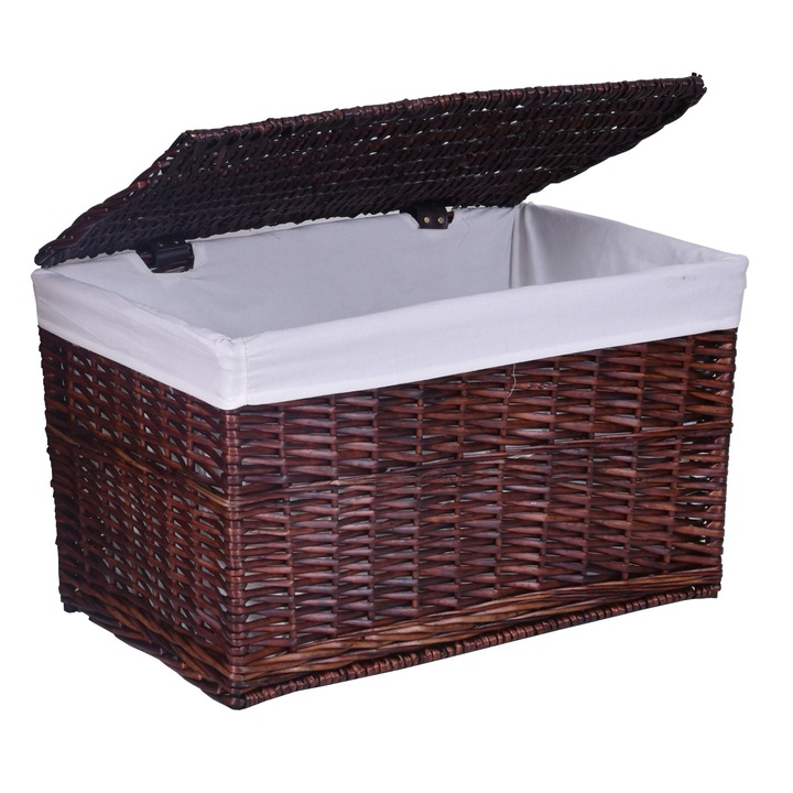 Rattan szennyestartó kosár, 105 literes, barna