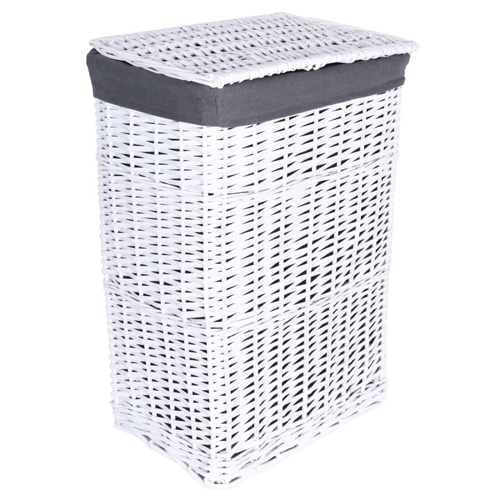 Fehér rattan kosár szürke töltettel, 114 literes