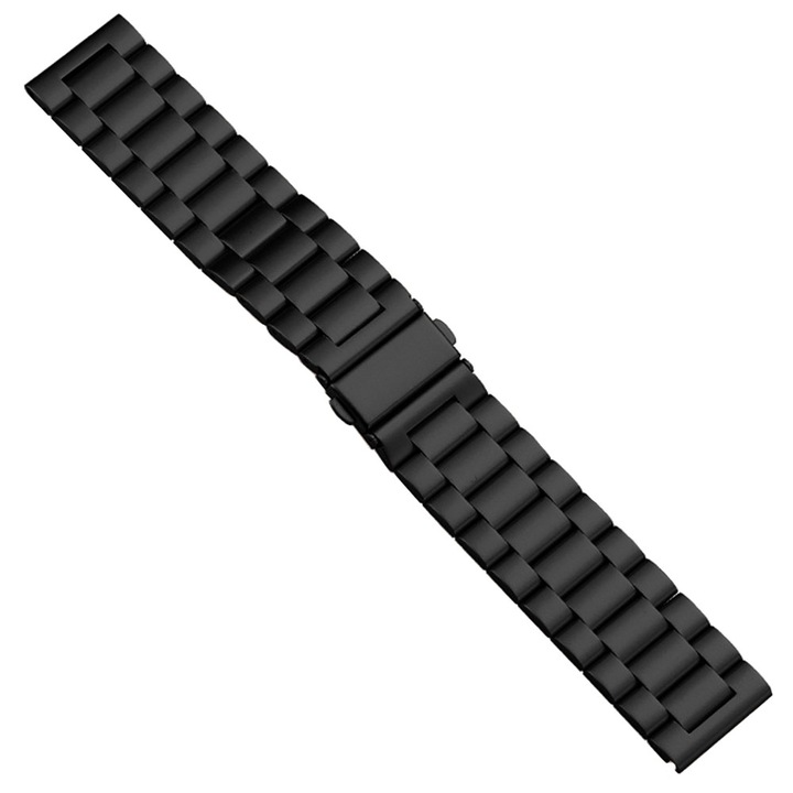Curea ceas, metalica, pentru Smartwatch, latime 20 mm, lungime fixa 170mm, compatibil cu Samsung Galaxy Watch, Gear S3, Huawei Watch GT2/GT3/PRO, Amazfit GTR/GTS, Garmin Active/VivoMove/Forerunner, Xiaomi Watch, Honor, Negru, OptimStar®