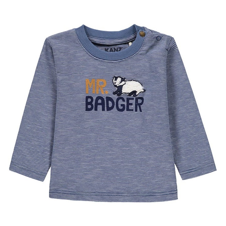 Bluza baieti, Kanz, bumbac/elastan, imprimeu Mr. Badger, albastru, 62 CM