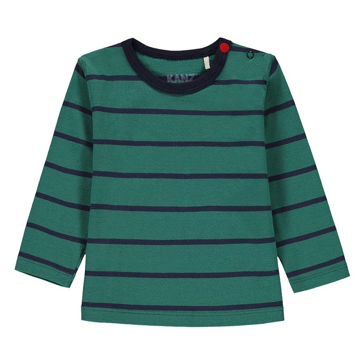 Bluza cu maneca lunga, verde inchis, dungi, 100% bumbac, 68 CM