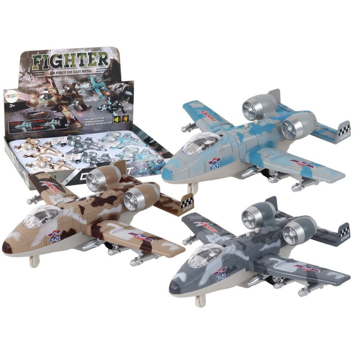 Set 6 avioane militare Moro, LEAN TOYS, efecte luminoase si sonore, multicolor, 16x15x5cm