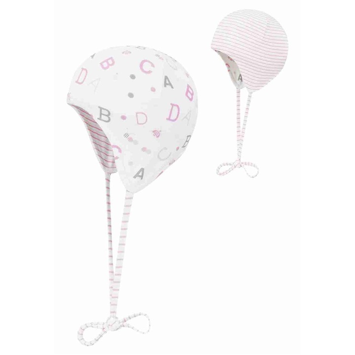 Lányka sapka, megfordítható modell, kevert színek, 95% pamut, 5% elasztán