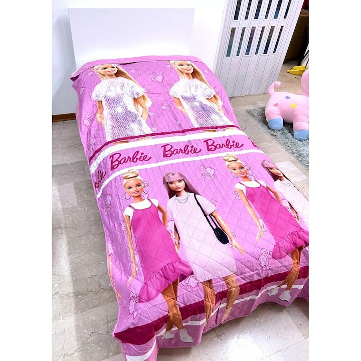 Одеяло Barbie, Пролетно-лятно, 250x150 см, полиестер, розов