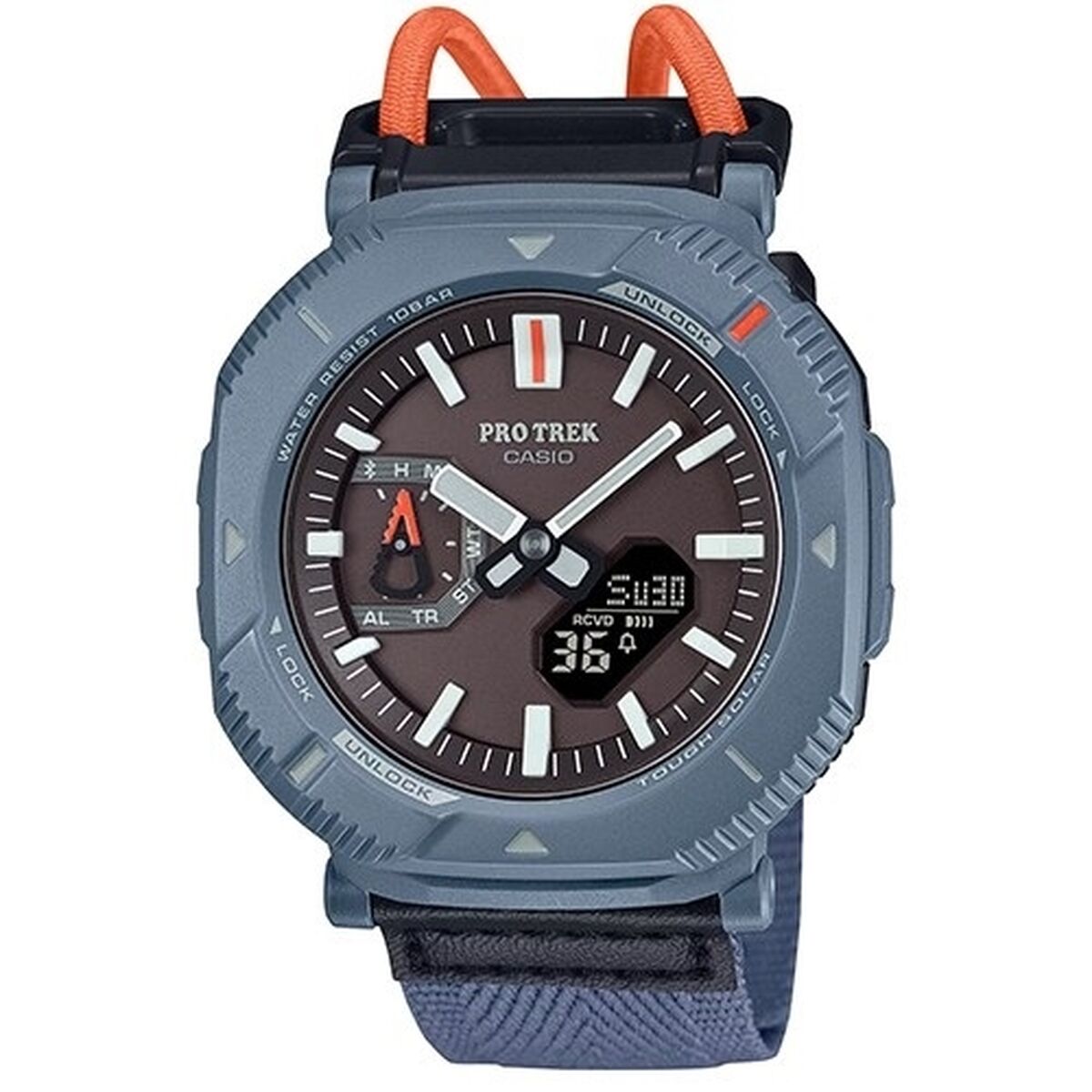 Ceas barbatesc Casio, 46mm, textil, rezistent la apa 10 atm