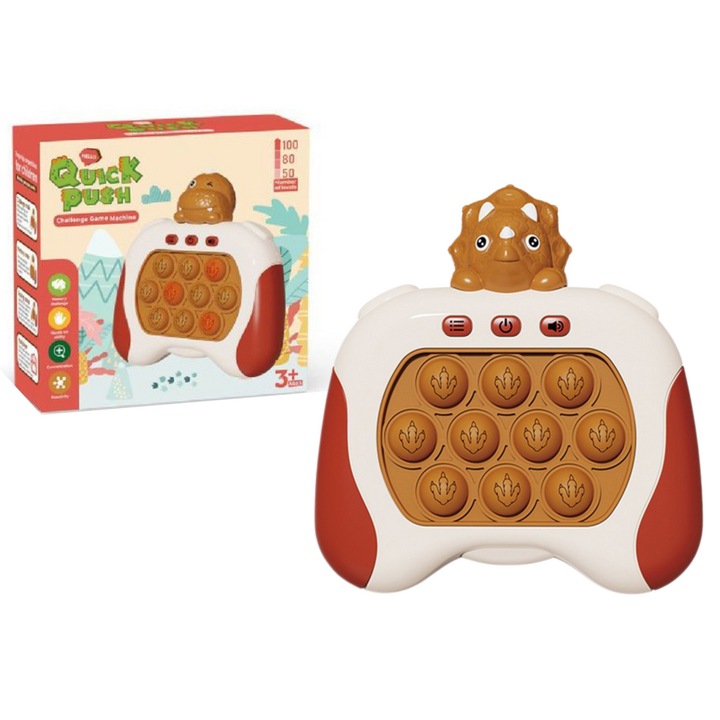 Joc educativ Triceratops Pop It, LEAN TOYS, cu lumini si sunete, pentru copii peste 3 ani