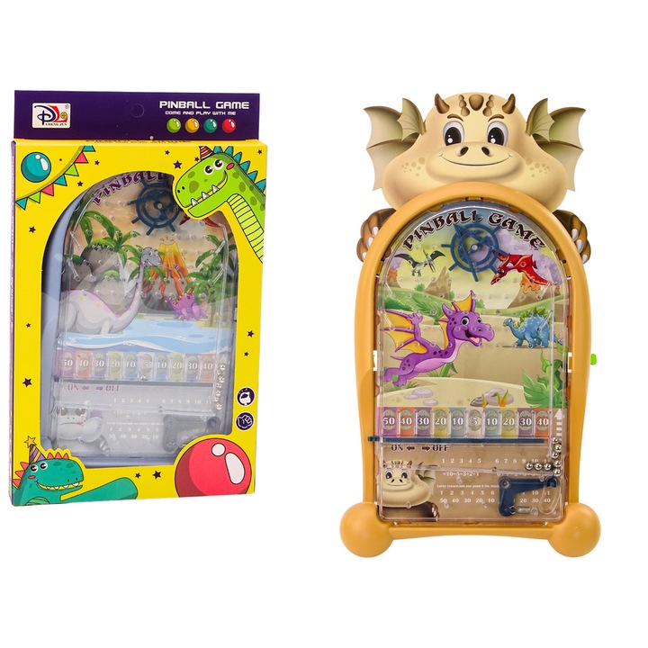 Lean Toys flipperjáték, dinoszauruszok, sárkány, bézs, 28x20x2cm