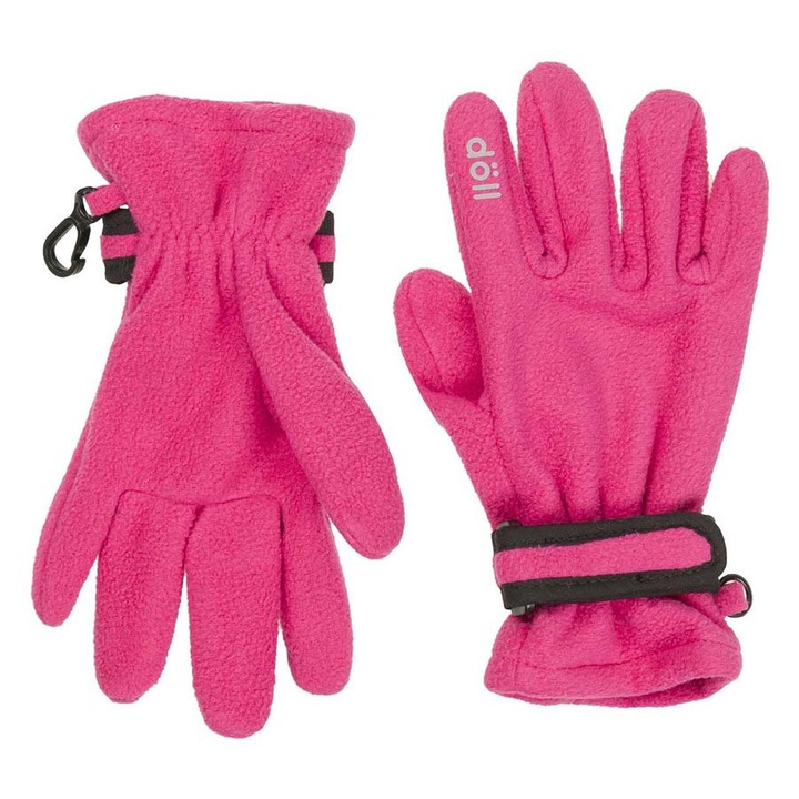 Manusi copii, roz, 100% poliester, cu mansete reglabile