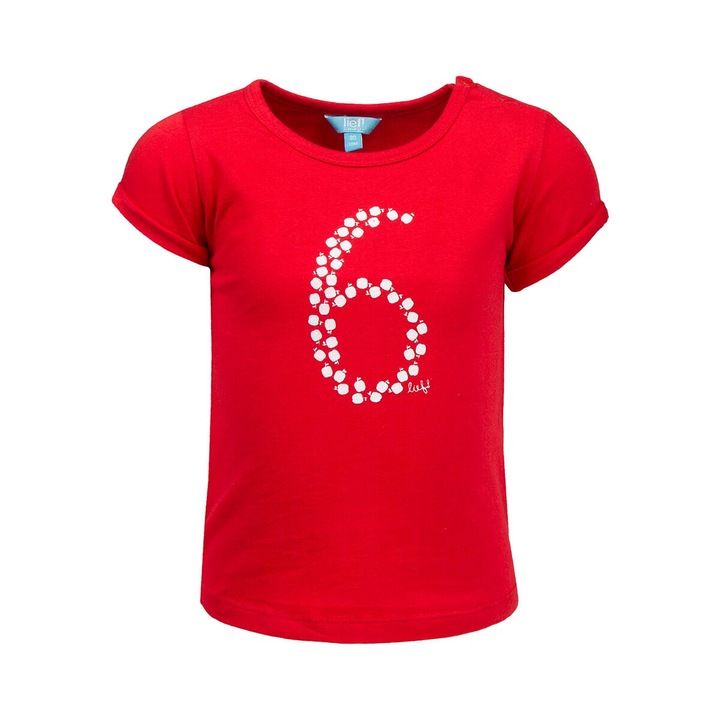 Lányka póló, Lief, piros, 97% pamut, patentzáras