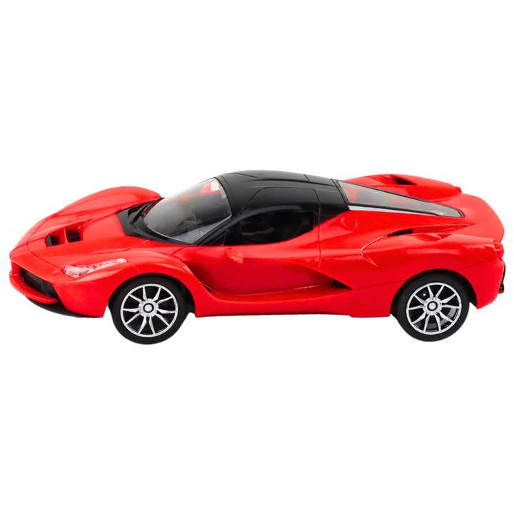 Masina sportiva RC 1:16, LEAN TOYS, rosie, dimensiuni 27x12x7cm, set complet cu telecomanda