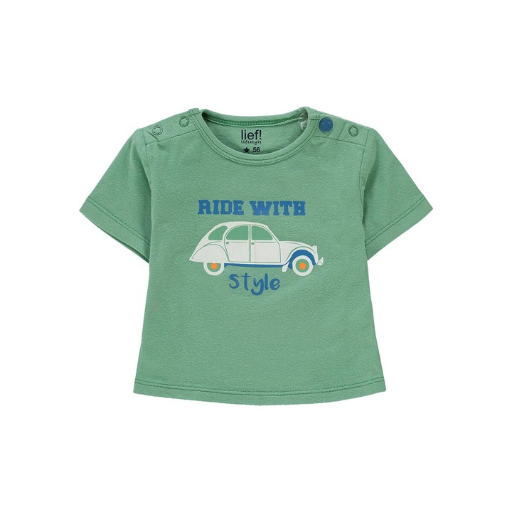 Gyerek póló, Lief, autómintás, zöld, pamut