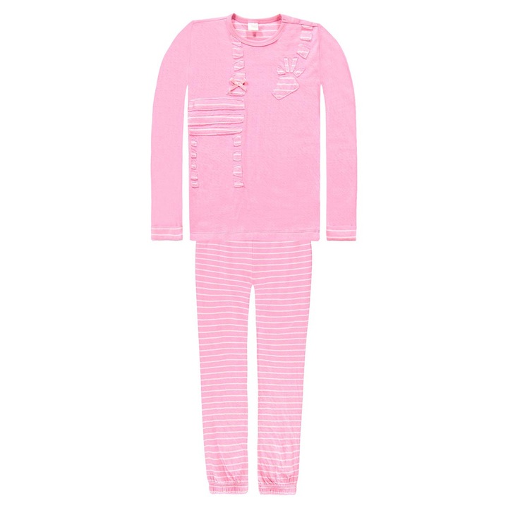 Pijamale copii, Kanz, set 2 piese, roz, bumbac
