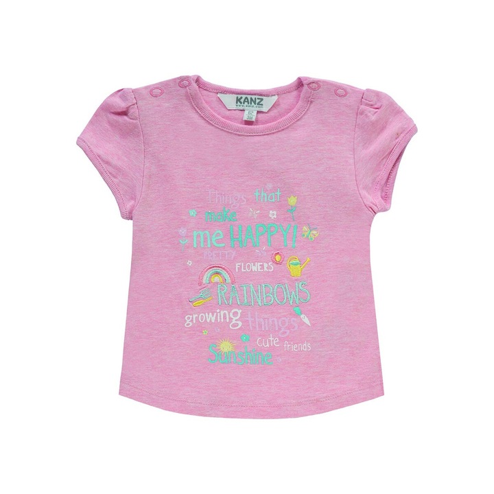 Gyerek póló, Kanz, egyedi nyomtatás, rózsaszín, pamut, 56 CM