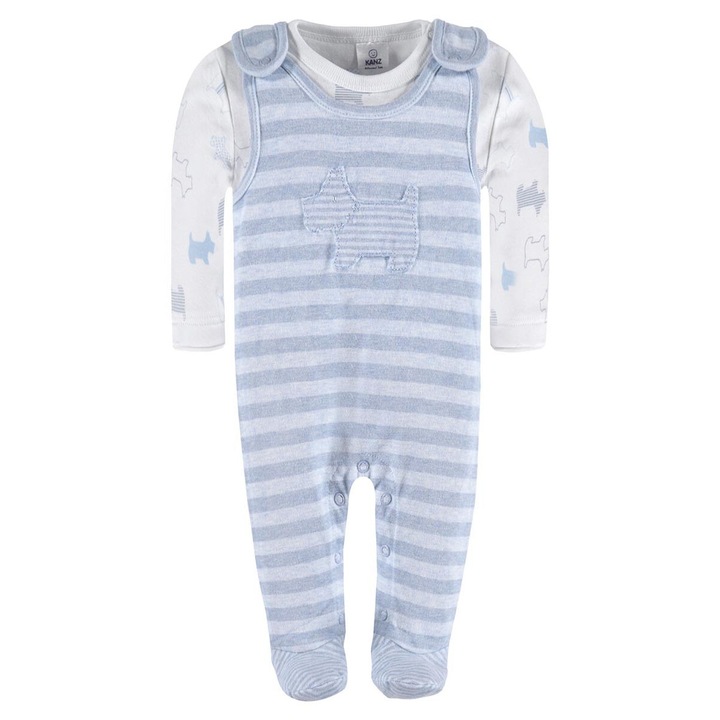 Set 2 piese pentru bebelusi, bluza si pijama, albastru, Kanz, 50 CM