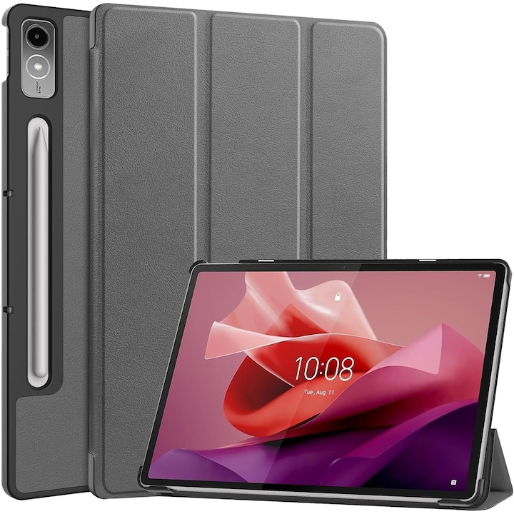 Camicour tok Lenovo Tab P12 12,7 hüvelykes tablethez, háromrészes állvánnyal, könnyű, szürke