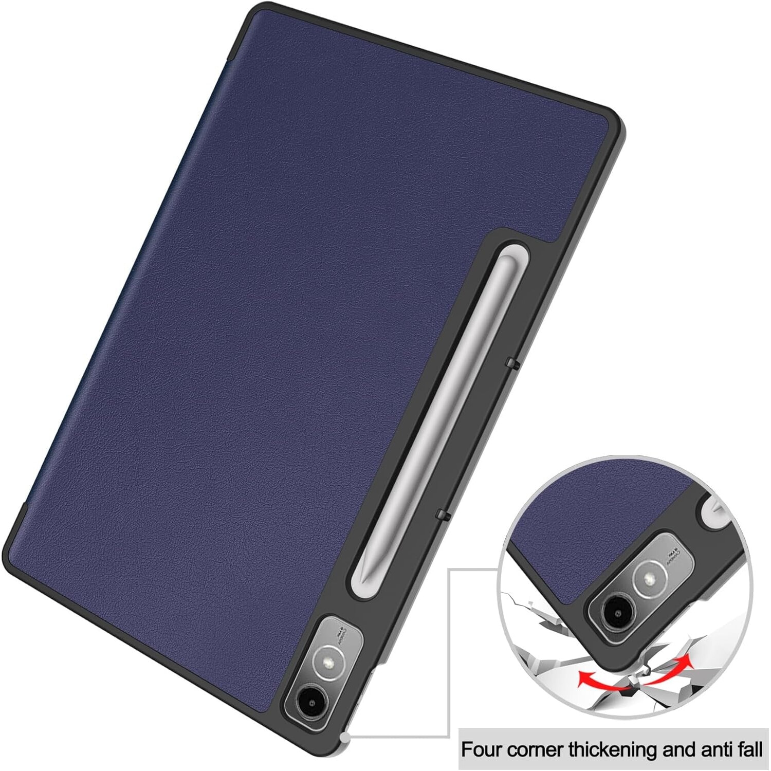 Carcasa pentru tableta Lenovo Tab P12 12.7-inch Carcasa 2023 Lenovo P12 Hard Shell Lightweight Tri-Fold Stand Carcasa inteligenta pentru Lenovo Xiaoxin Pad Pro 12.7-inch” TB370FU cu functie Auto Wake/Sleep, Albastru inchis