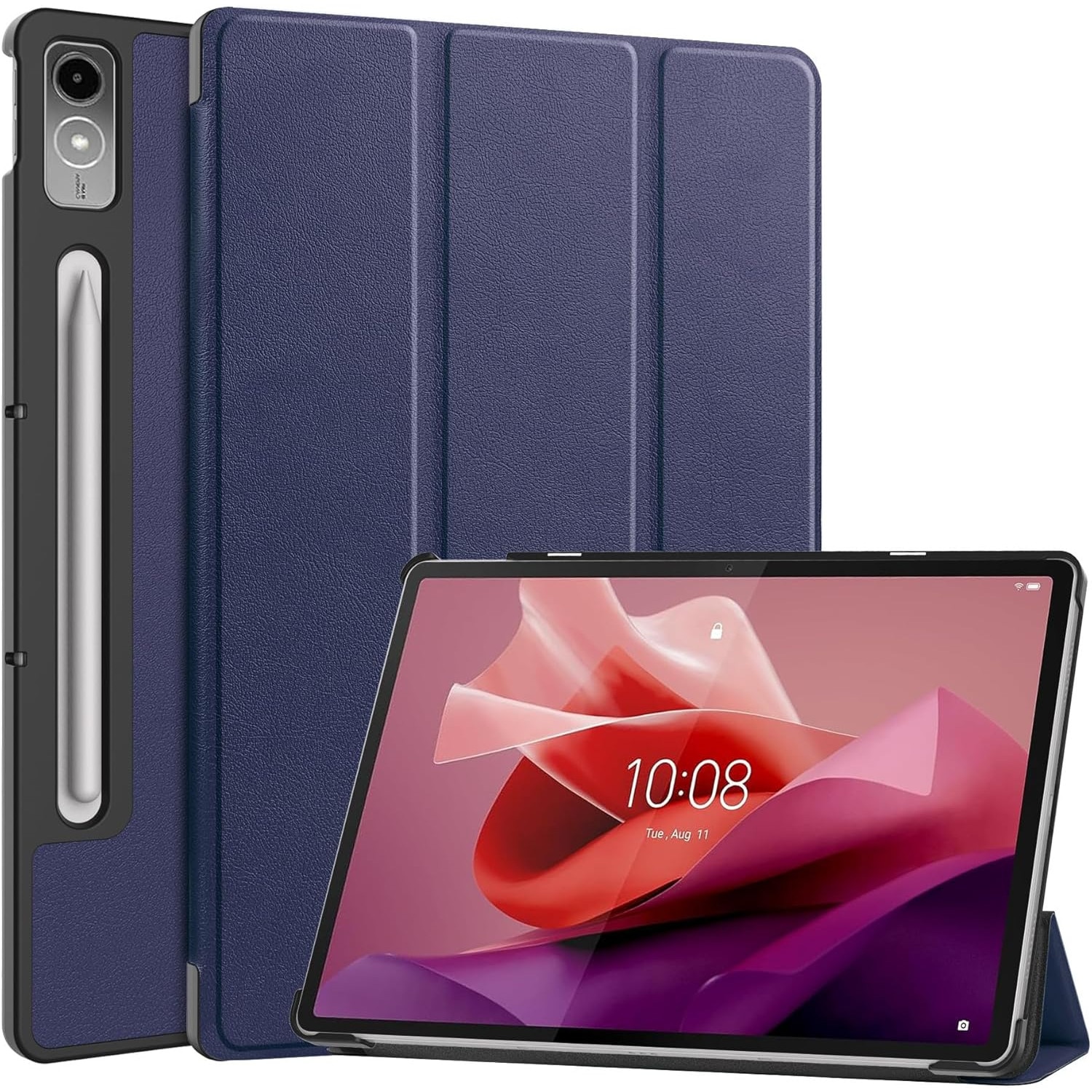 Carcasa pentru tableta Lenovo Tab P12 12.7-inch Carcasa 2023 Lenovo P12 Hard Shell Lightweight Tri-Fold Stand Carcasa inteligenta pentru Lenovo Xiaoxin Pad Pro 12.7-inch” TB370FU cu functie Auto Wake/Sleep, Albastru inchis