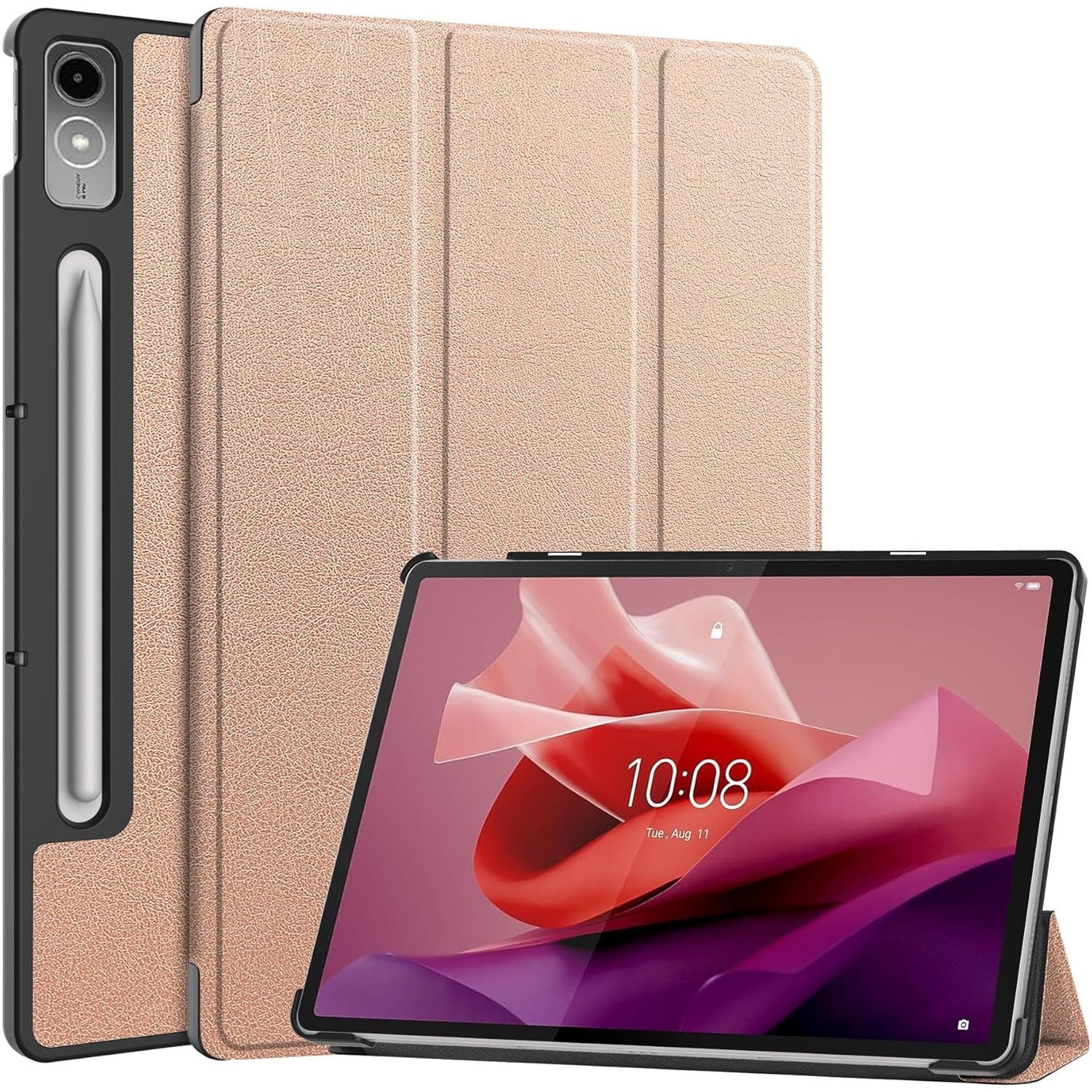 Carcasa pentru tableta Lenovo Tab P12 12.7-inch Carcasa 2023 Lenovo P12 Hard Shell Lightweight Tri-Fold Stand Carcasa inteligenta pentru Lenovo Xiaoxin Pad Pro 12.7-inch” TB370FU cu functie Auto Wake/Sleep, Auriu