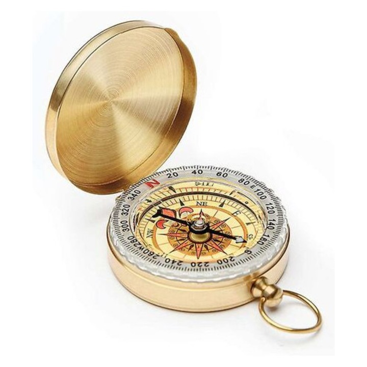 Преносим метален компас, водоустойчив, с флуоресцентна функция, ретро дизайн, 1 брой