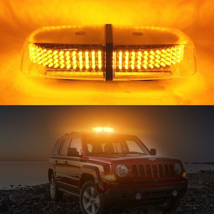 Lampa LED portocalie HERUSI, 240 LED, 7 moduri, magnetic, 12V, 30x30cm