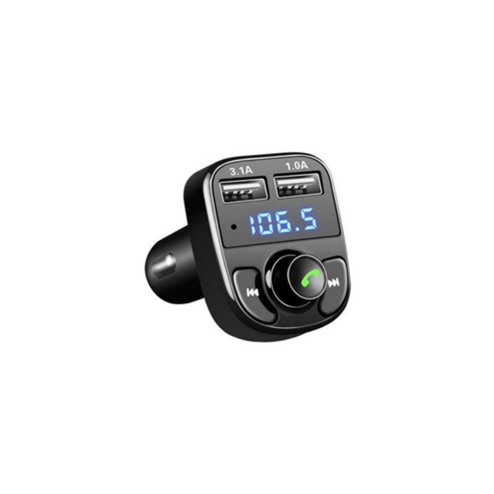 Bluetooth 4.2 FM adó, autós szivargyújtó adapter, kihangosító hívások támogatása, gyors töltés, 12-24V