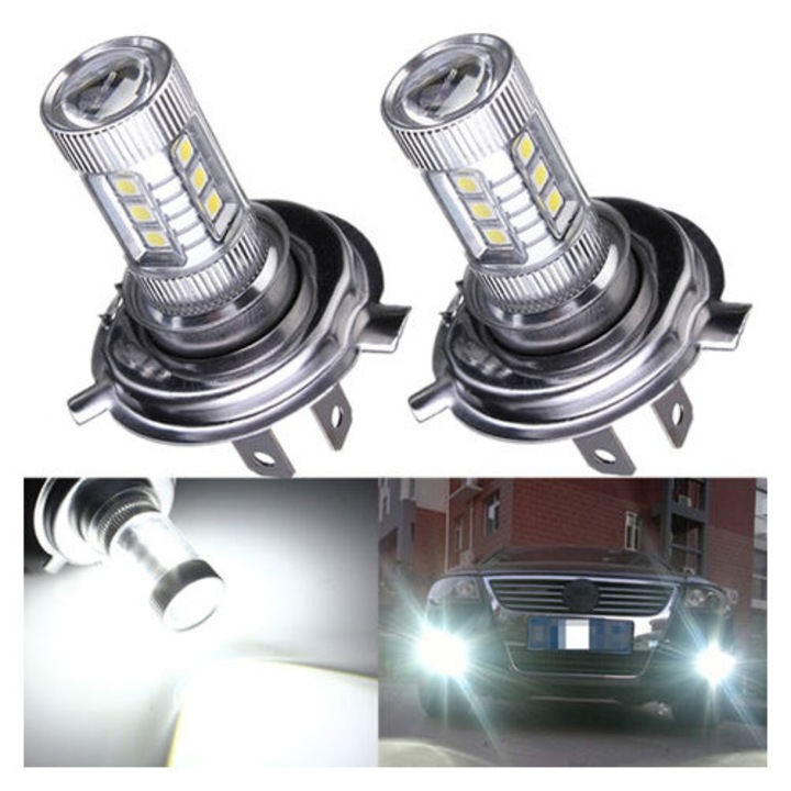 Bec LED HERUSI 9003 H4 16 LED 800lm aluminiu 9 lame ventilator
