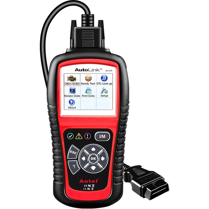 Scanner OBD2 Autel Autolink AL519, diagnostic auto, cititor coduri, testare emisii, display colorat, 12V