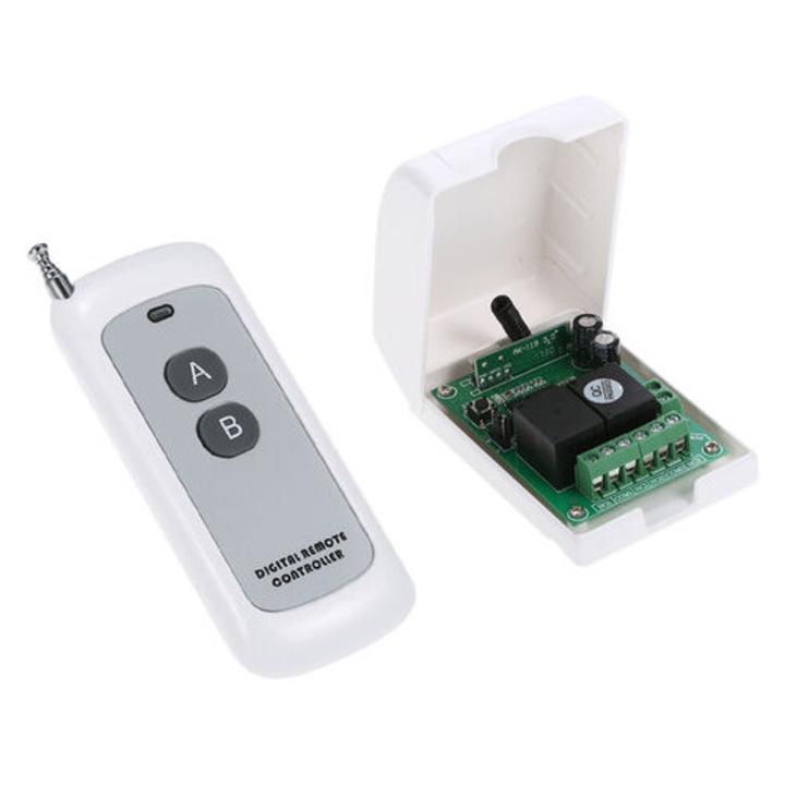 Telecomanda wireless cu 2 cai, tip invatare, controler receptor wireless DC12V, wireless 433/1527, 500 de metri