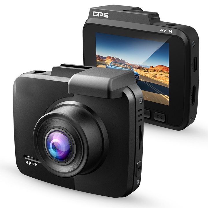 R2 autós kamera, 5MP, nagylátószögű 150 fokos, fekete, 76x63x43mm, USB kábellel és tapadókorongos tartóval