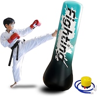 Sac gonflabil de box, PVC, 1.5m, pentru copii si adulti, umplere cu aer, apa sau nisip, set de saci pentru antrenament karate taekwondo, multicolor
