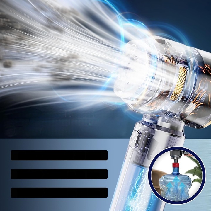 Преносима Авто Прахосмукачка 18000Pa 3 Скорости Talzov®, Автономност 30 мин, 6000mAh, 200000 об/мин, 2 Филтъра, зареждане Type-C, Черен