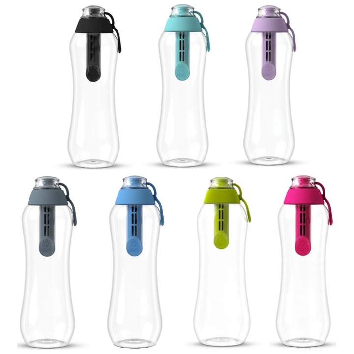 Sticla filtranta Dafi, 0,3L, multicolor, set cu 1 filtru