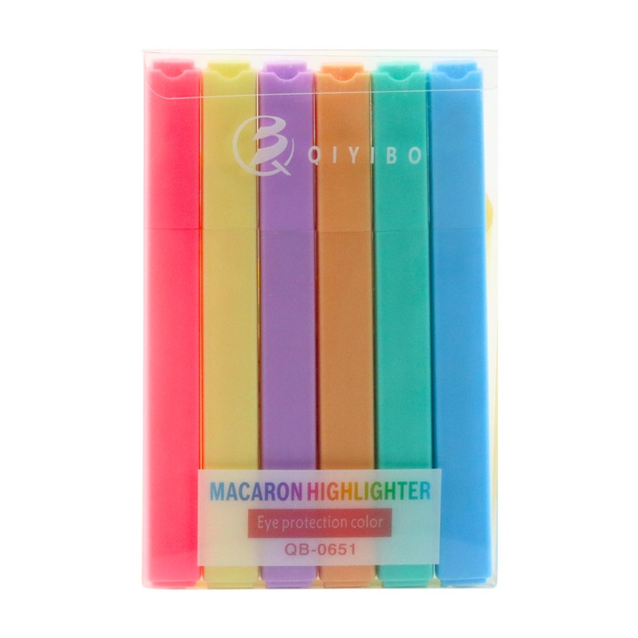 LEAN színes filctoll készlet, 6 darabos, rózsaszín, kék, lila, zöld, sárga, narancssárga, 13,5x9x1cm