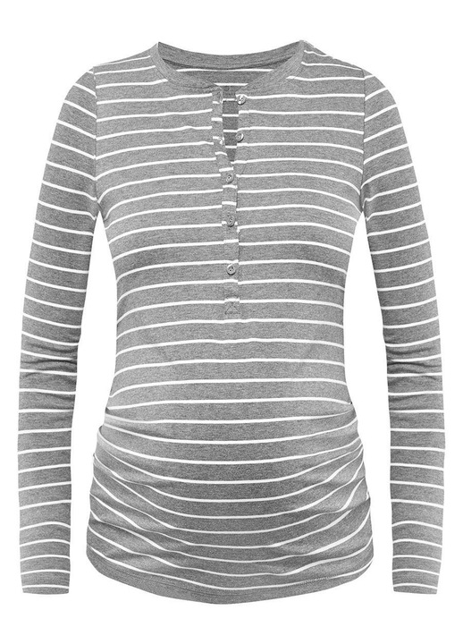 Bluza de pijama pentru gravide, gri, bumbac, cu imprimeu