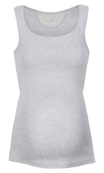 Сив топ за кърмене, Пъп, 95% памук, 5% еластан, щампа на пъпа, за бременни