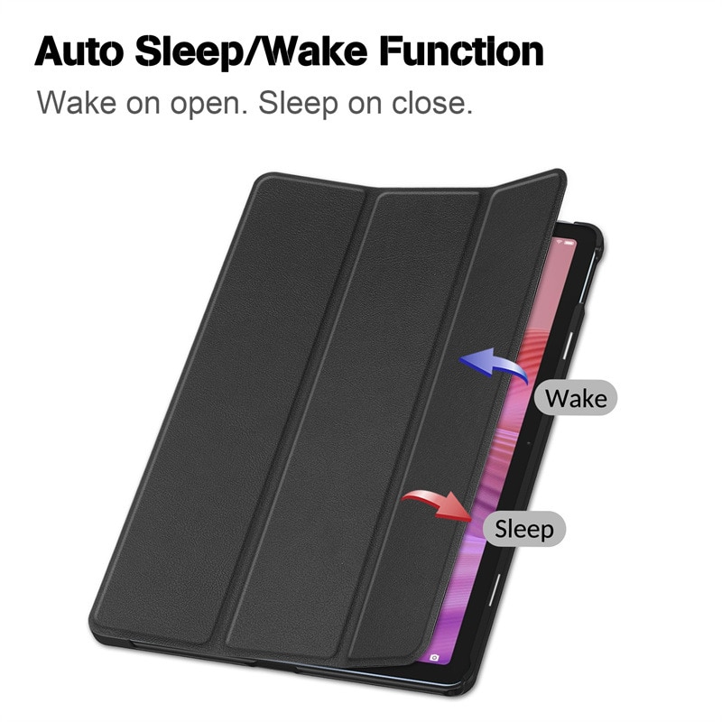 Husa de tableta pentru Lenovo Tab M10 Plus 10.6-inch a treia generatie TB-125F, TB-128F Aiyando, suport triplu, functie Smart Wake/Sleep, negru