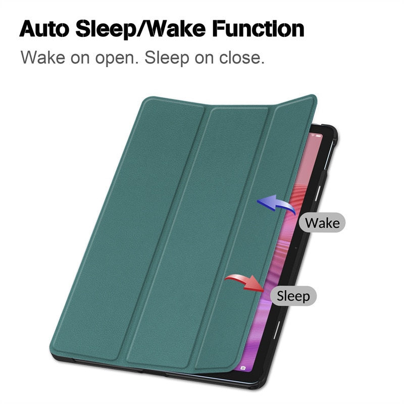 Husa de tableta pentru Lenovo Tab M10 Plus 10.6-inch a treia generatie TB-125F, TB-128F Aiyando, suport triplu, functie Smart Wake/Sleep, verde inchis