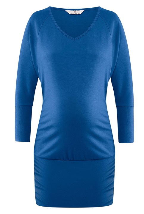 Köldökös kismama ruha, kék, poliészter, viszkóz, elasztán, hosszú ujjú, S INTL