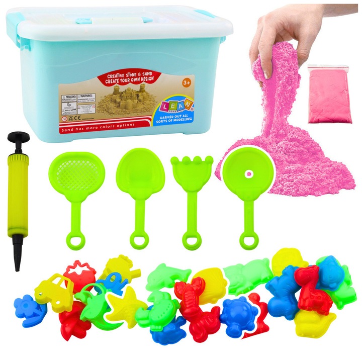Set nisip modelabil, 3kg, 24 forme, 7 unelte, LEAN TOYS