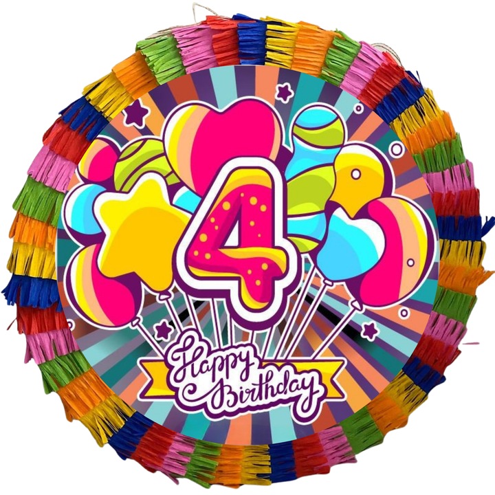Pinaata gyerekeknek 4 év, Jumbo XXL, 35 cm, többszínű